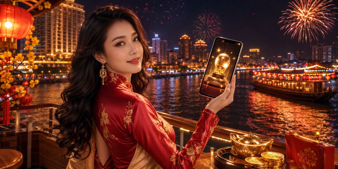 Phụ nữ Việt Nam trong trang phục áo dài sử dụng casino di động tại vùng sông Mekong